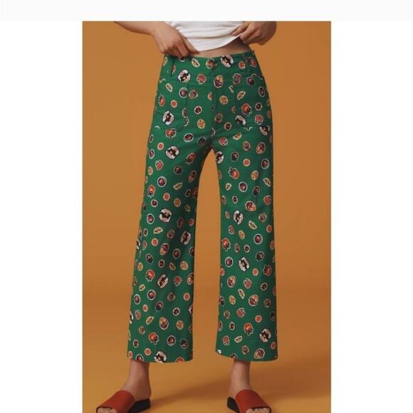 Anthropologie Colette Cropped Wide-Leg Pants Magic Fabric Edition Size 26 FRUIT - Picture 3 of 3
